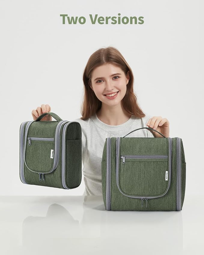 Narwey Small Hanging Travel Toiletry Bag Cosmetic Make up Organizer for Women and Men (Medium, Army Green) - Image 7