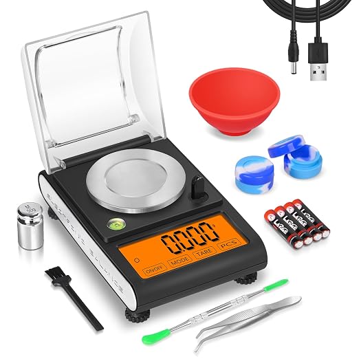 Fuzion Milligram Scale 50g/0.001g, Powder Scale with 9 Accessories | Includes Calibration Weights, Mg Scale for Powder, Supplement, Jewelry, Capsule Filling, Reloading by Fuzion%C2%AE
