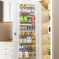 Delamu Adjustable Cabinet Door Organizer, 8-Tier Hanging Spice Rack Organizer, Metal Over the Door Pantry Organizer, Pantry Organizers and Storage Shelves for Kitchen Bathroom Laundry Room, White by DELAMU
