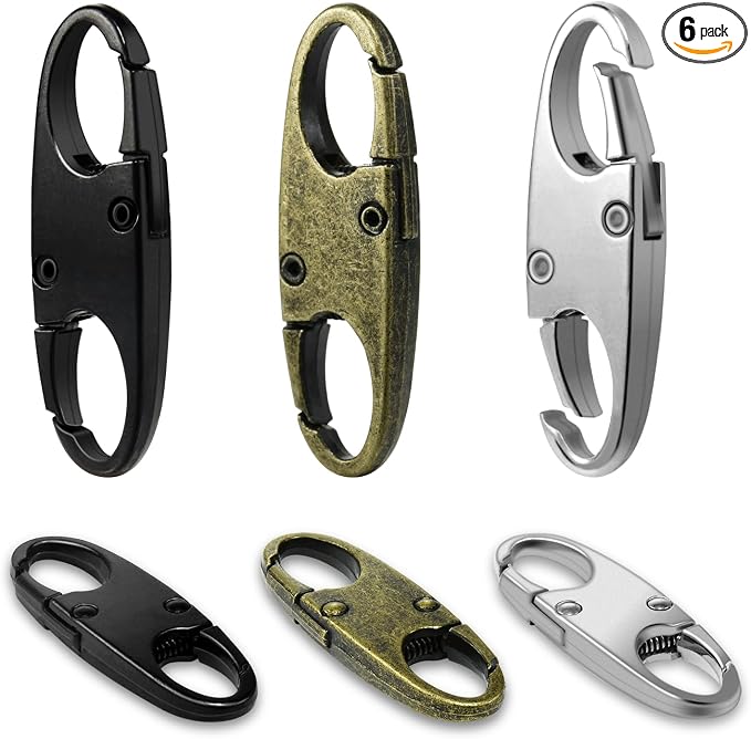 6pcs Anti Theft Zipper Lock Clips for Bag Pull Replacement, Assorted | Zinc Alloy Double Opening Small Carabiner Clips Anti Theft Zipper Clip for Keychain Charm, Luggage Bag Lock, Travel & Camping by CooBigo