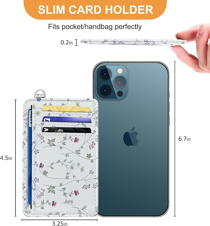 SEAVILIA Small Credit Card Holder for Women, Slim RFID Blocking Wallet | Cute Mini ID Card Case, Thin Minimalist Pocket Wallet, Gift for Girls, Floral - Image 6