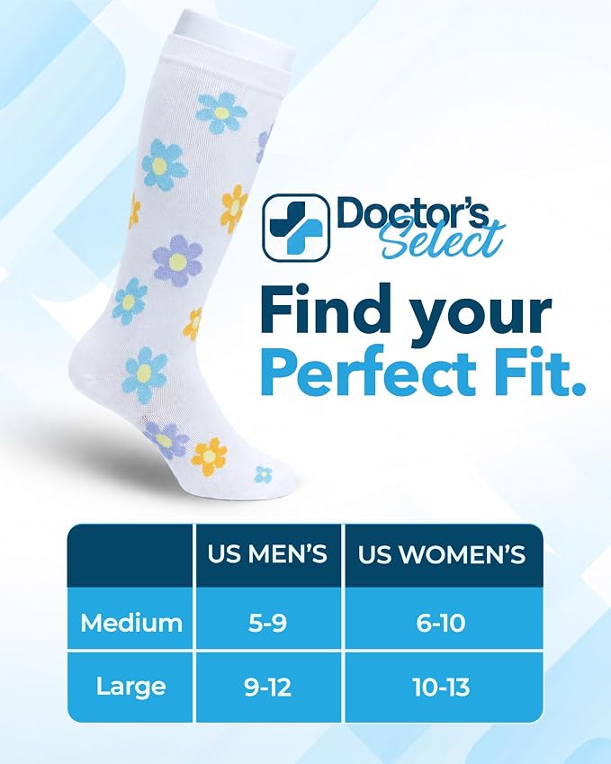 Doctor's Select® Bamboo Viscose Light Compression Socks for Women & Men - 3 Pairs, 8-15 mmHg Compression Socks, Knee High - Image 7