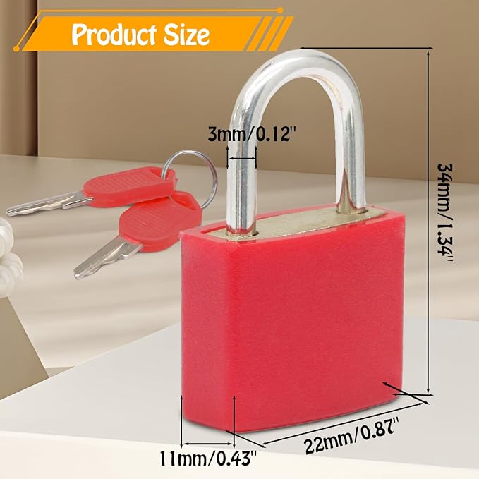 Bonsicoky 6 Pack Suitcase Locks with Keys, Multicolor Padlocks, for Luggage | Metal Luggage Padlocks, Mini Keyed Padlocks, For Suitcase, Backpack, Boxes, Travel Bags, Locker - Image 2