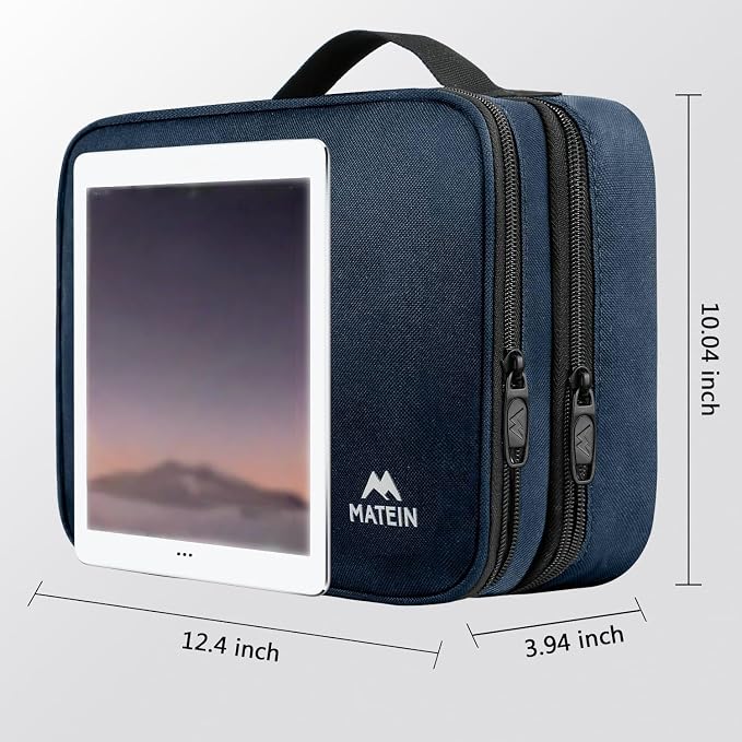 MATEIN Cord Organizer Travel for Men, Large Travel Accessories Changer Case | Portable, Double Layers Cable Organizer Box for Cables, Cell Phone and Tablet (Up to 12.9inch), Navy Blue, Tech Gifts - Image 7