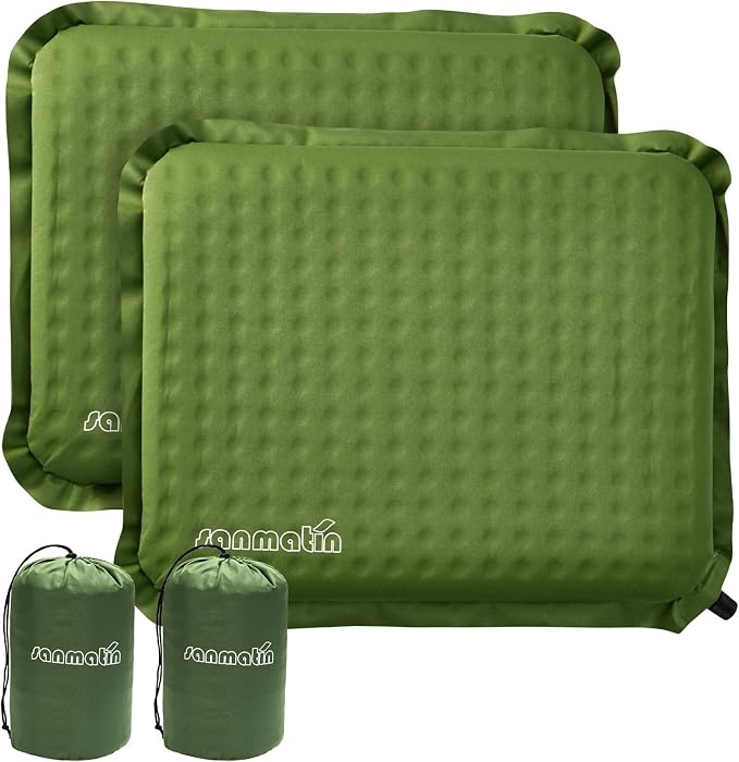 Inflatable Seat Cushion,Self-Inflating Foam Stadium Seat Cushion, Airplane Seat Cushion,Protable Seat Pad for Camping, Backpacking,Sports Events,Traveling,Bleacher (2, Green) by Unknown