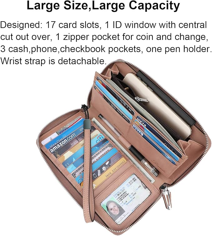 Small Compact Women Wallet RFID Blocking Genuine Leather Bifold Purse with ID Windows - Image 3