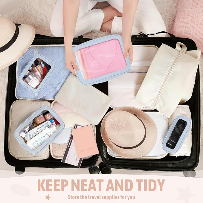 YOPCDJ 5PCS Diaper Bag Organizer Pouch Set, TSA Approved Toiletry Bag，Clear Waterproof TPU Makeup Bag Set Travel Organizer Bags for Women and Kids - Image 6
