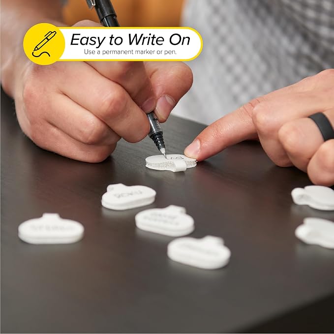 Cable Labels by Wrap-It Storage, Regular, White (36 Pack) - Write On Cord Labels, Wire Labels, Cable Tags and Wire Tags for Cable Management and Electronics, Computers. Great Stocking Stuffer - Image 3