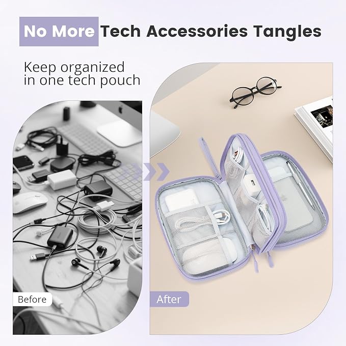 Skycase Tech Pouch - Lightweight Electronics Organizer Travel Case - Double Layers Cable Organizer - All-in-One Storage Bag for Charger, Cord, Phone, Flash Drive, Essentials - XL - Image 2