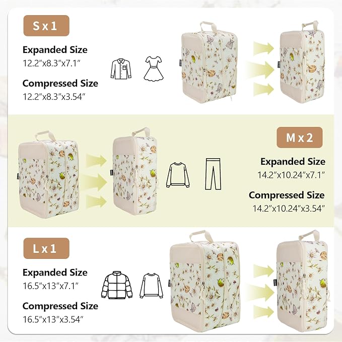 Extra Large Compression Packing Cubes for Carry On, 4 Set Lightweight Travel Packing Organizers with Breathable Mesh, Expandable Compression Cubes for Travel, Herbal - Image 2