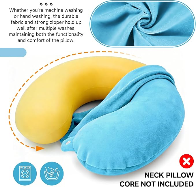 2 Packs Travel Neck Pillow Cover, Reusable U Shaped Washable Cover (Blue) - Image 4