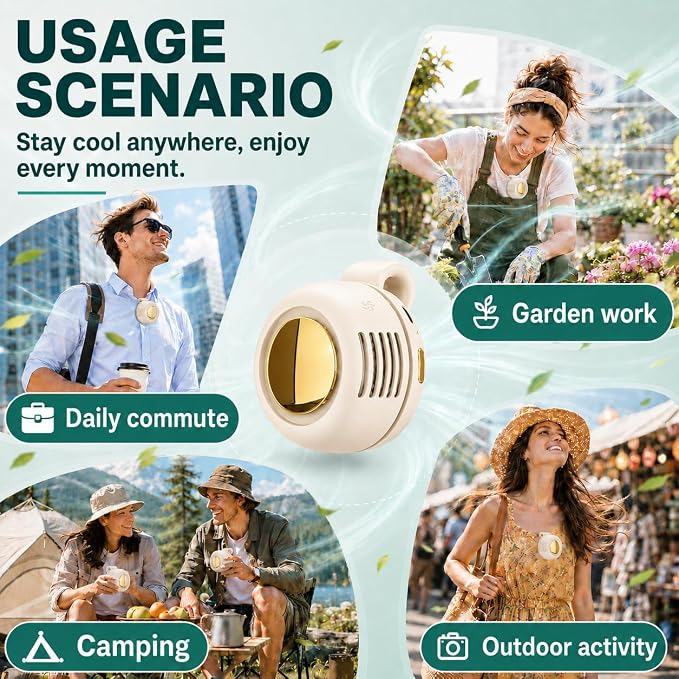 Portable Silent Mini Bladeless Fan Clip On, Small Fan Clip on for Shirt & Waist, Adjustable 3-Speed Suspended Whirlwind Fans, For Outdoor & Travel & Office, Travel Accessories (2, white) - Image 7