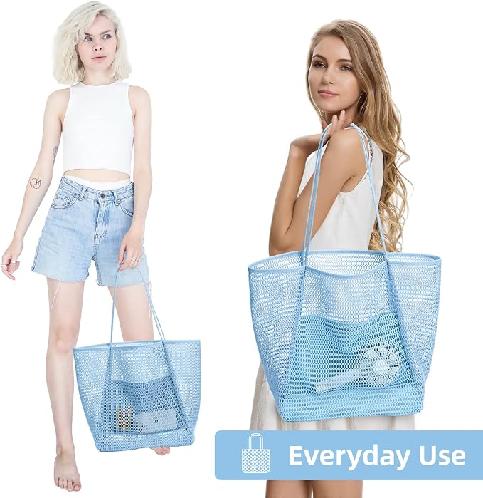 KALIDI Beach Mesh Tote Bag, Casual MAX 23L Summer Foldable Hobo Bag Women | Sandproof Widen Strap Large Shoulder Bag For Lake Pool Vacation Travel Picnic Grocery Market Shopping Carrier - Image 7