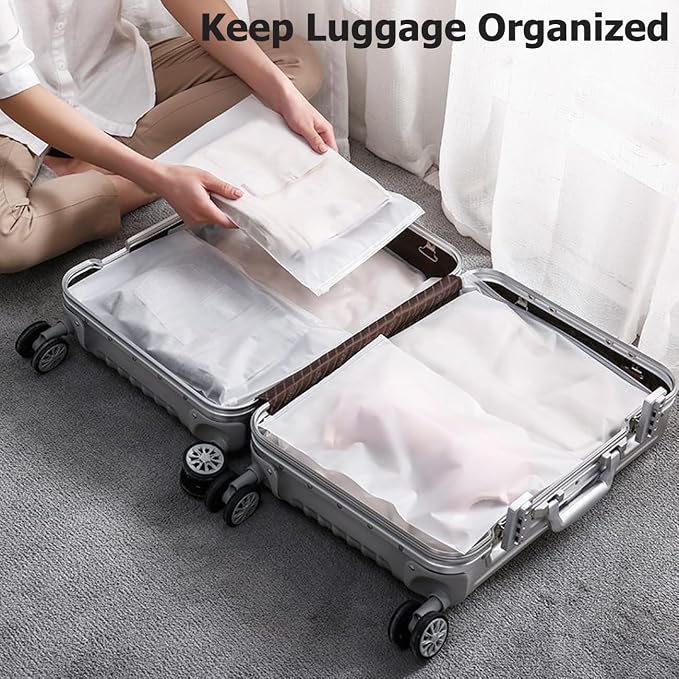 25 Pcs Plastic Travel Storage Bags,Reusable Ziplock Bags,Plastic Hospital Bag,Frosted Nonporous Waterproof Ziplock Bags for Clothes,Maternity,Shoes, Cosmetics,5 Sizes - Image 8