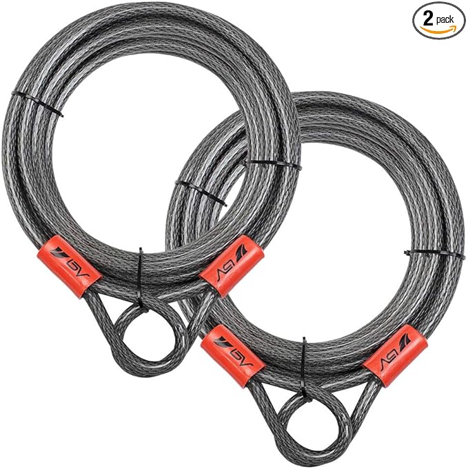 BV Heavy-Duty 30FT Security Cable with Loops-10mm (3/8 Inch) Cut-Resistant Braided Steel Cable-Versatile & Weatherproof-Security Chain for Padlock, Chain Lock, Wire Lock (Pair) by BV