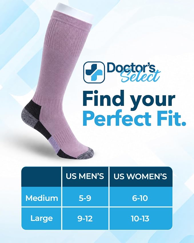 Doctor's Select® Bamboo Viscose Light Compression Socks for Women & Men - 3 Pairs, 8-15 mmHg Compression Socks, Knee High - Image 7