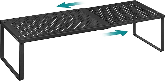 SONGMICS Spice Rack, Expandable Kitchen Countertop Shelf, Steel | Small Cupboard Organizer, Space-Saving, Tabletop, Matte Black, BEQUE Collection UKCS007B01 by Unknown