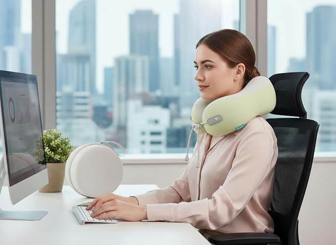 Travel Pillow with Cool Material,Neck Pillow for Traveling 100% Pure Memory Foam,Travel Neck Pillow with Hard Case, Airplane Pillow for Traveling,Travel Essentials(Green) - Image 3