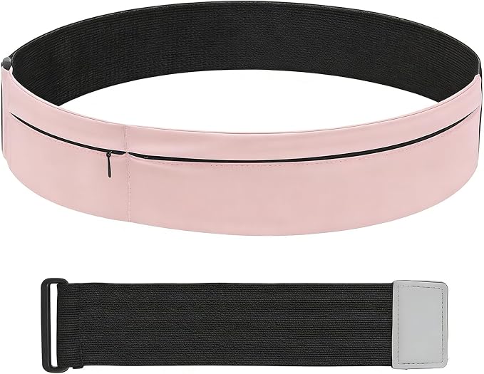Wide Running Belt For Runners & Travelers - Adjustable Magic Tape with Extender Strap, Fits Most Sizes Without Bouncing, Holds Phone & Essentials for Workout (Pink) by MORELKE