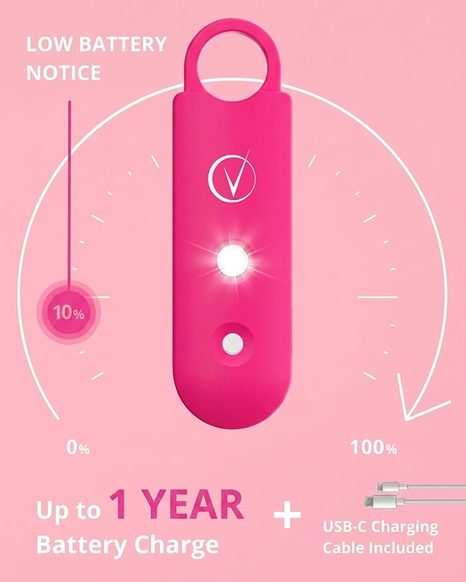 Vantamo Personal Alarm for Self Defense with Low Battery Notice, Strobe Light & Extra Loud 130 dB Double Speakers Safety Keychain Set for Women, Rechargeable Panic Button for Womens Self Defense - Image 5
