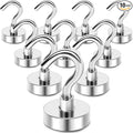 Magnetic Hooks Heavy Duty 50 Lbs Magnet with Hook for Cruise Cabins | Strong Magnets Neodymium for Hanging Magnetic Wall Hooks for Refrigerator Locker Decoration Workplace 10Pack Silver by MIKEDE