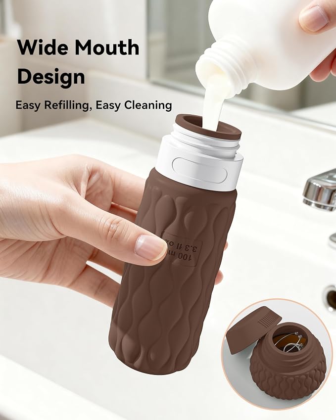 Travel Bottles for Toiletries Silicone Travel Size Containers 3.4oz 1.7oz | Travel Essentials TSA Approved Leakproof Refillable Squeeze Bottles with Labels/Clear Bag for Shampoo, Conditioner, Creams - Image 5