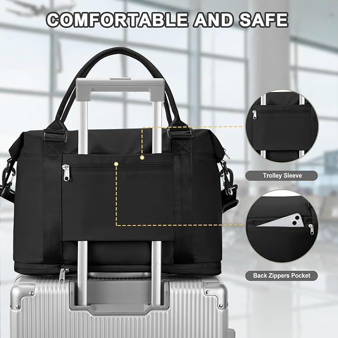 Travel Duffel Bag, Sports Tote Gym Bag, Shoulder Weekender Overnight Bag for Women - Image 4
