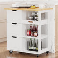 Shintenchi Kitchen Island Cart with Storage,Rolling Kitchen Island Storage Cabinet,Side Table on Wheels with Worktop,3 Open Shelves and 3 Drawers for Kitchen,Dinning Room, White by Shintenchi%7CFurnitureMadeforRealLife
