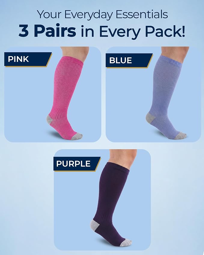 Pembrook 3 Pairs Plus Size Compression Socks Wide Calf - Bamboo Viscose Compression Socks for Women Wide Calf - Image 5