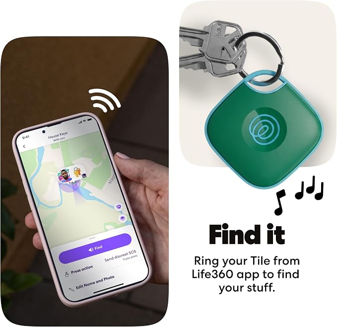 Life360 Tile - Bluetooth Tracker, Keys Finder and Item Locator for Keys, Bags and More. Phone Finder. Both iOS and Android Compatible. 1-Pack (Green Surf) - Image 4
