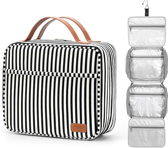 Hanging Travel Toiletry Bag,Large Capacity Cosmetic Travel Toiletry Organizer for Women with 4 Compartments & 1 Sturdy Hook,Perfect for Travel/Daily Use/Christmas by Bosidu