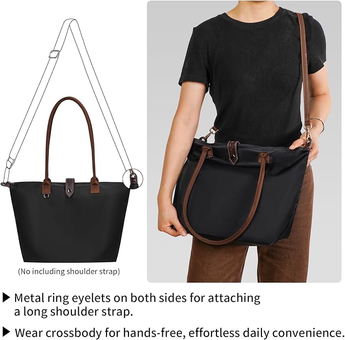 Tote Bags for Women, Foldable Tote Bag with Zipper Top-Handle Purse Waterproof Shoulder Hobo bags Handbags for Travel - Image 5