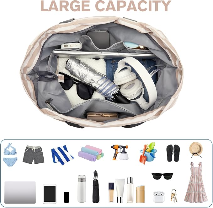 G4Free Beach Bag, Waterproof Sandproof Beach Tote Bag, Large Capacity Foldable for Women - Image 8