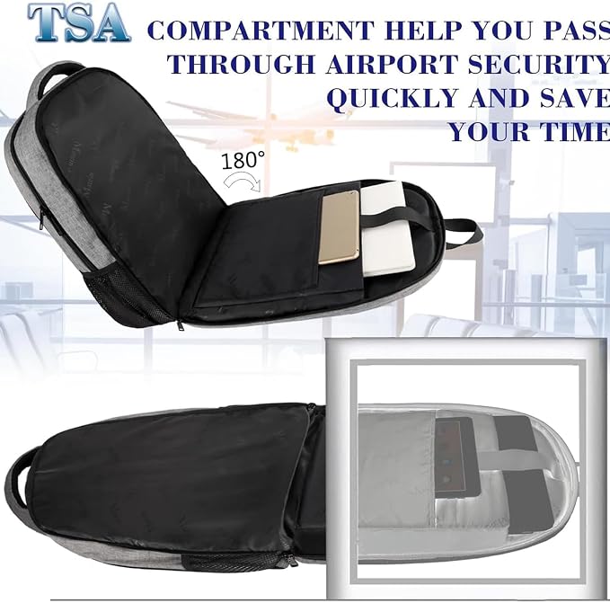 MATEIN Grey 17 Inch TSA Friendly Travel Laptop Backpack for Women and Men | Water Resistant, Flight Approved, Big Weekender Carry On Backpack, Luggage Sleeve, Business Meetings, College and Daily Use - Image 2