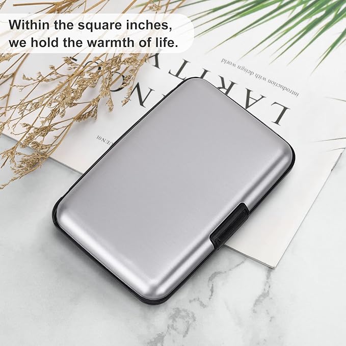 Mini RFID Aluminum Wallet Credit Cards Holder Business Card Case Metal ID Case for Men Women (Silver) - Image 6