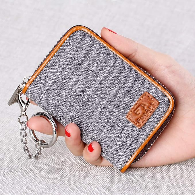 FurArt Zipper Wallet Women RFID Credit Card Holder keychain Wallet | ID Window RFID Blocking Compact Small business 15/16 slots - Image 6