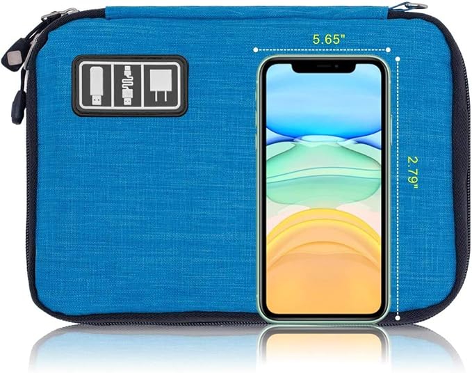 Travel Cable Organizer Bag Waterproof Portable Electronic Accessories Organizer for USB Cable Cord Phone Charger Headset Wire SD Card with 5pcs Cable Ties(Blue) - Image 5