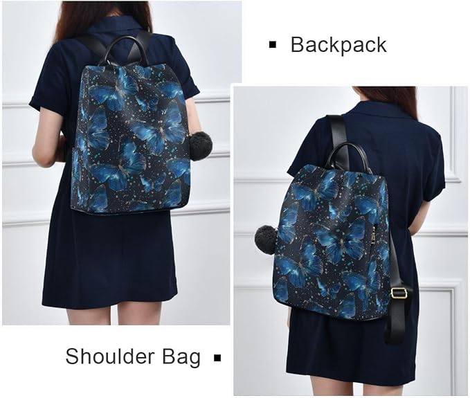 ALAZA Blue Butterflies Backpack Purse for Women Anti Theft Fashion Back Pack Shoulder Bag - Image 7