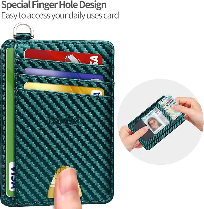 Slim Minimalist Front Pocket Wallet, RFID Blocking Credit Card Holder Wallet with Detachable D-Shackle for Men Women - Image 3