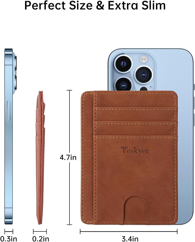 Teskyer Slim Minimalist Wallet for Men, RFID Front Pocket Card Holder | Ultra Slim Front Pocket Design, 8 Card Slots, RFID Protection, Smooth Faux Leather for Everyday Carry - Image 5