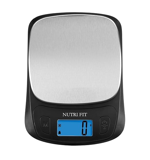 Kitchen Scales Digital Food Scale Cooking in Grams & Ounces Black | Stainless Steel, Max 11lb 1g Increment, Backlit LCD Screen, Baking Food Weight Scale for Sourdough Bread, Include Battery by NUTRIFIT