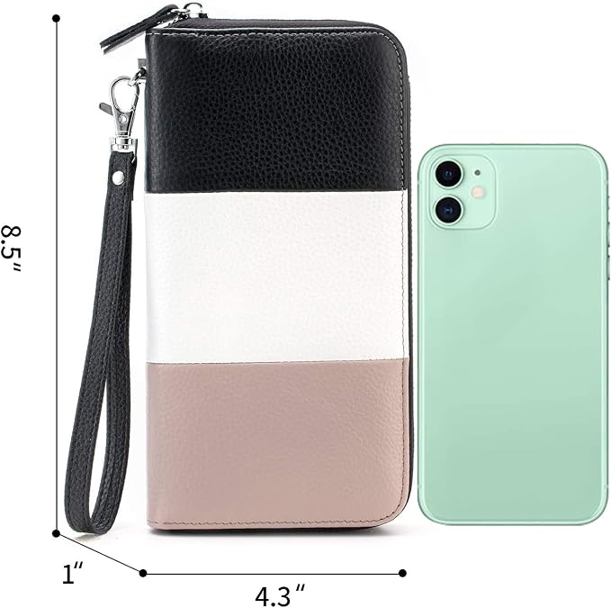 Moflycom Womens Wallet RFID Blocking Genuine Leather Multi Credit Card Large Capacity Zip Around Clutch Travel Purse Wristlet - Image 6