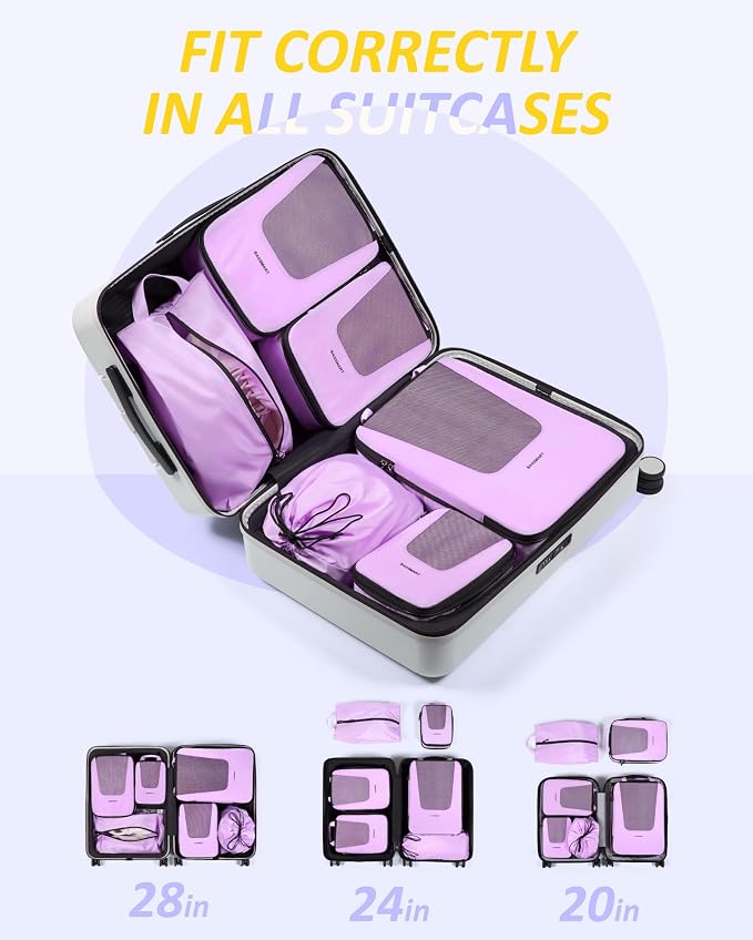 BAGSMART Compression Packing Cubes for Travel, 6/5/4set Lightweight Packing Organizers, Summer Travel Essentials Suitcase Organizer Bags Set - Image 3