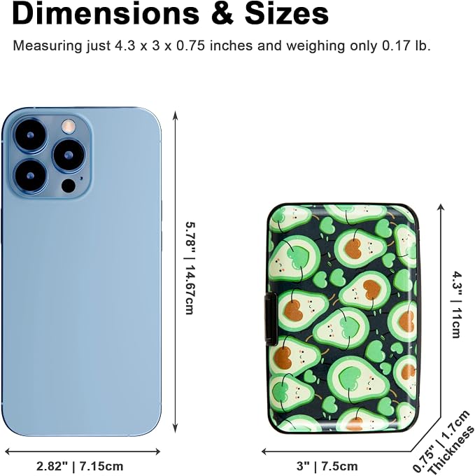 Credit Card Holder, Metal Card Wallet RFID Blocking Mini Slim Aluminum Business Hard Card Case for Women Men (Cartoon Avocado) - Image 4