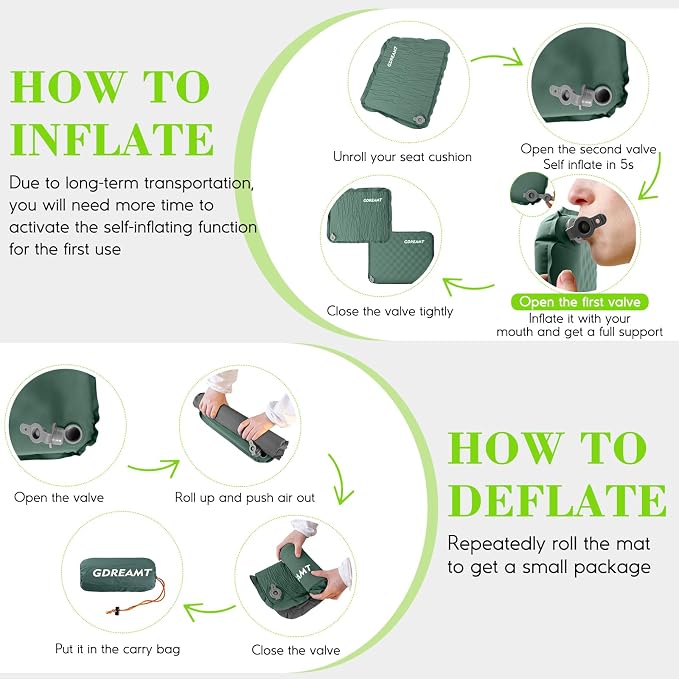 Inflatable Seat Cushion, Portable Self-Inflating Stadium Seat Cushion - Image 5