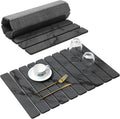 Large Stone Dish Drying Mat for Kitchen Counter, Quick Dry Stone Dishes Mats, Foldable Water Absorbing Diatomaceous Drying Pad for Countertop Bottles Utensils Cups Bathroom (Dark Gray 24"x16") by linidcoudhome