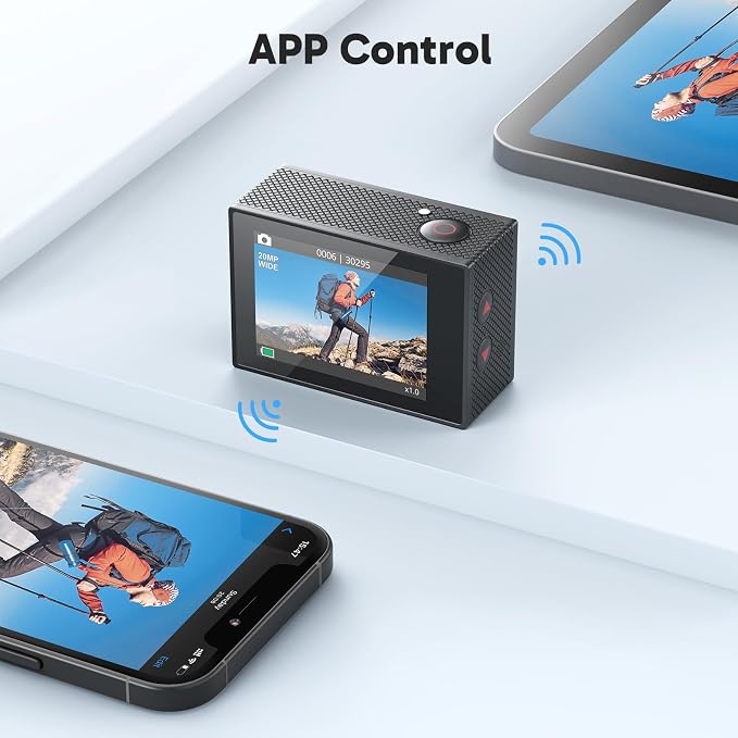 AKASO EK7000 4K30fps Action Camera with 64GB MicroSDXC U3 Memory Card Accessories Kit Bundle Ultra HD 131FT Waterproof Underwater Camera EIS WiFi Remote Control 4X Zoom, Black - Image 7