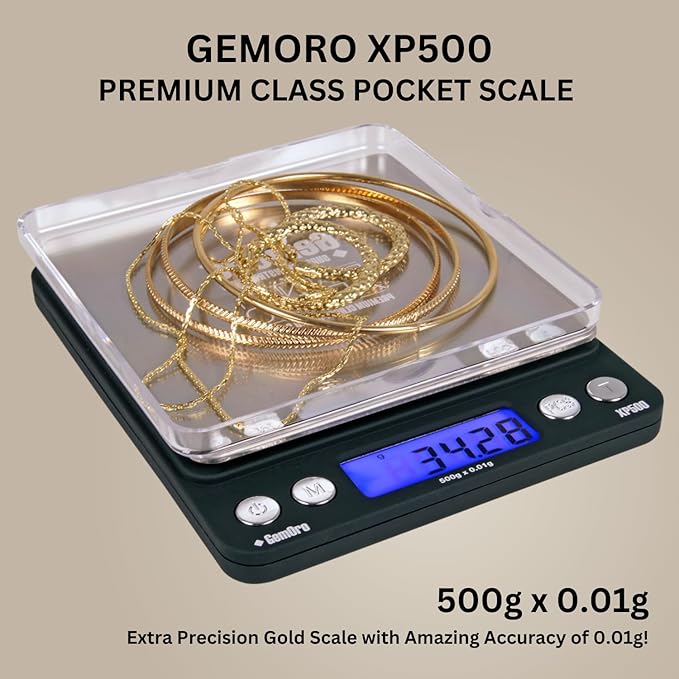 GemOro Platinum XP500 | Jewelers Pocket Scale | Countertop Portable Scale with Durable Precision | Digital Accurate Tool with Expert Professional Reading & Accuracy 500g x 0.01g Readability (Silver) - Image 2