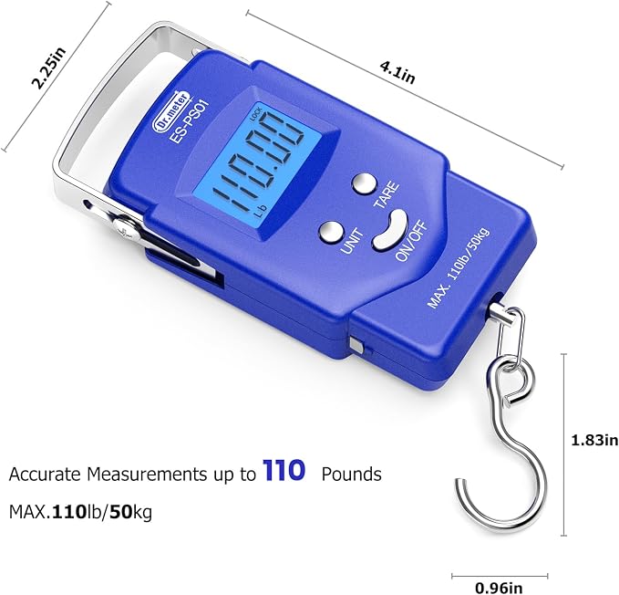 Dr.meter Fish Scale, 110 lb Digital Luggage Scale with Tape | 110 lb Capacity, Backlit LCD, Built-In Tape, Includes 2 AAA Batteries, Compact Pocket Size - Image 8