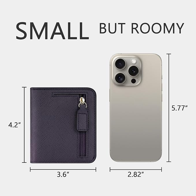 Gostwo Small Wallet for Women, Slim Bifold Credit Card Holder, Compact RFID Blocking Cash Wallet, Billfolds Thin Leather Zipper Pocket, Mini Wallet Gift for Ladies Teen Girls Travel with ID Window - Image 5